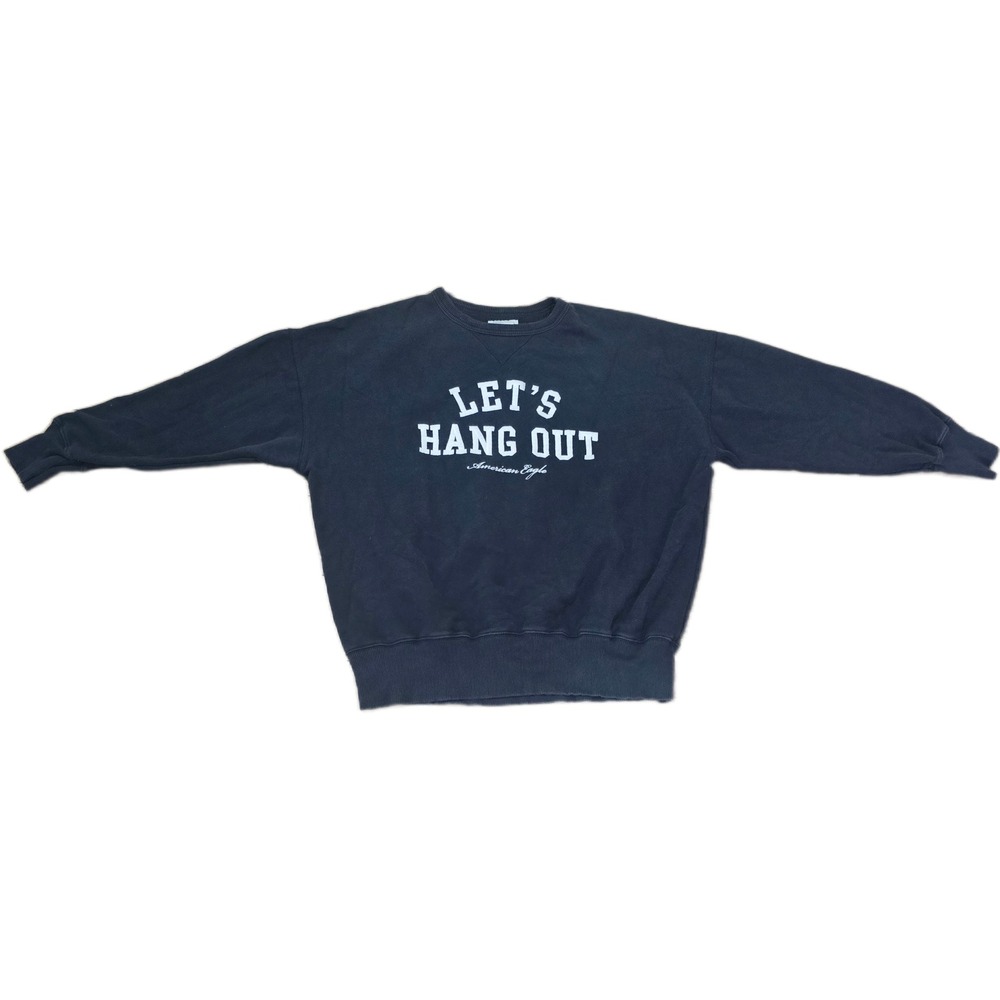 American‎ Eagle Lets Hang Out Graphic Sweatshirt Navy Blue Mens Medium M